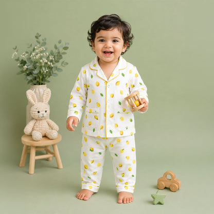 Organic Cotton Kids Pajama Set Combo | Night Suit | Sleepwear | Lemon