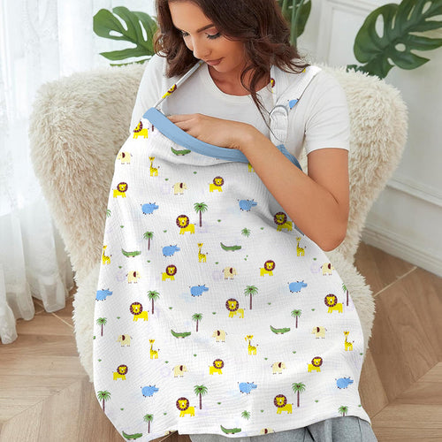 Organic Cotton Muslin Nursing Cover For Breastfeeding Feeding Apron - Lion |100x70 Cm |Pack of 1 |