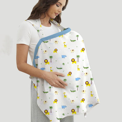 Organic Cotton Muslin Nursing Cover For Breastfeeding Feeding Apron - Lion |100x70 Cm |Pack of 1 |