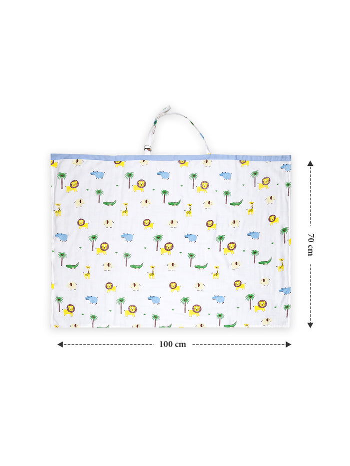 Organic Cotton Muslin Nursing Cover For Breastfeeding Feeding Apron - Lion |100x70 Cm |Pack of 1 |