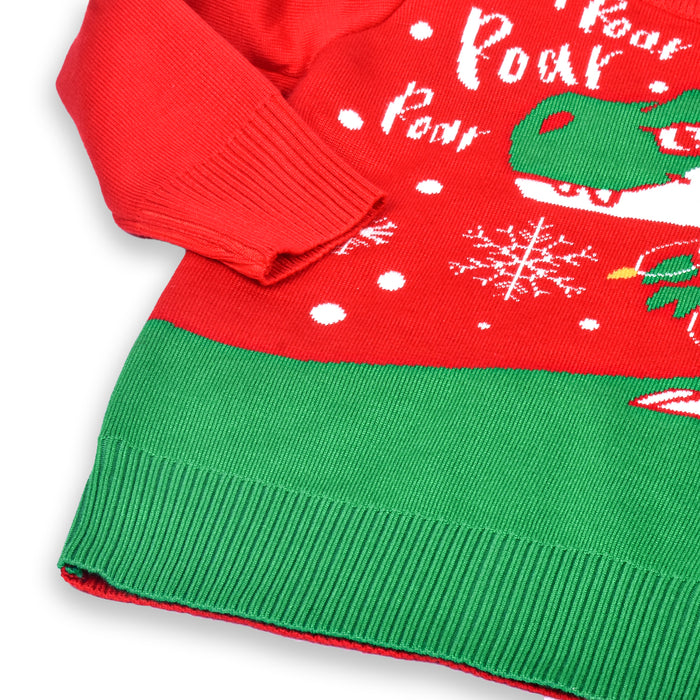 Organic Cotton Unisex Baby Winter Sweaters Dinosaur Red