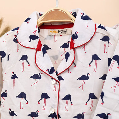 Organic Cotton Unisex Kids Pajama Set Combo | Night Suit | Sleepwear | Blue  Flamingo