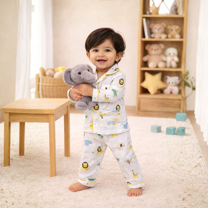 Organic Cotton Unisex Kids Pajama Set Combo | Night Suit | Sleepwear | Lion