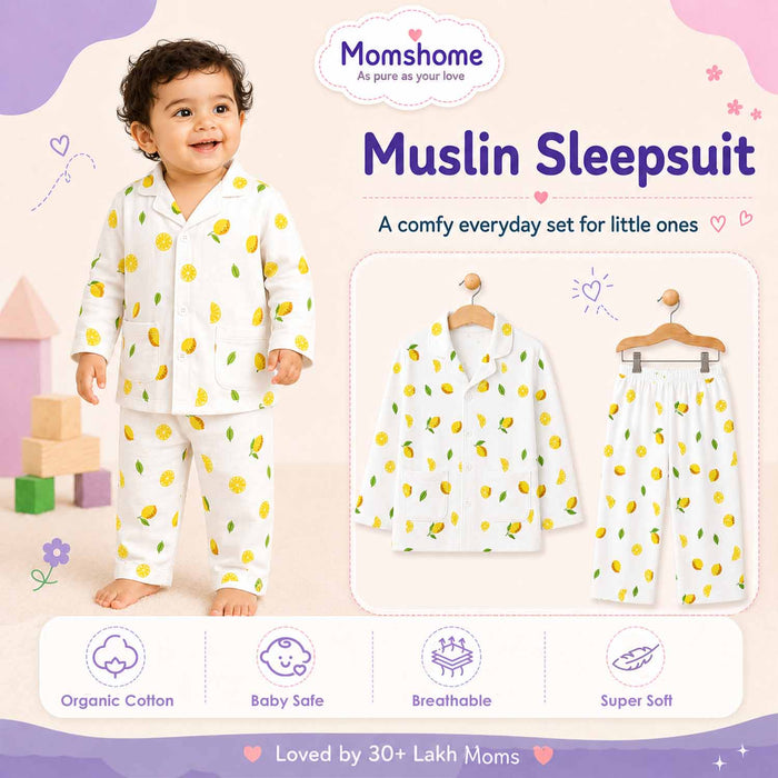 Organic Cotton Unisex Kids Pajama Set Combo | Night Suit | Sleepwear | Lion