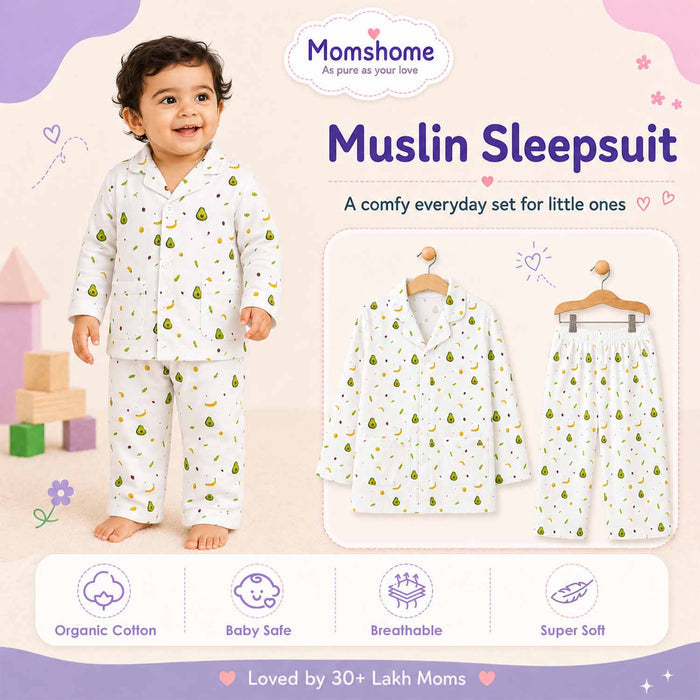 Organic Cotton Unisex Kids Pajama Set Combo | Night Suit | Sleepwear | Monkey