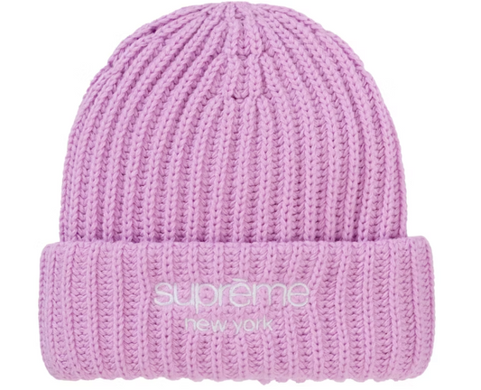 Supreme Chunky Rib Classic Logo Beanie Pink