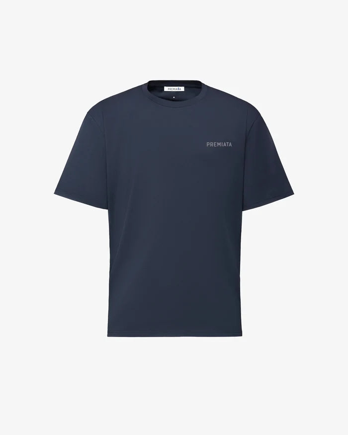 T-Shirt with Side Slits and Contrasting Details Blue