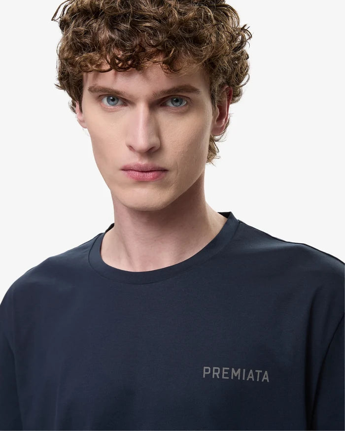 T-Shirt with Side Slits and Contrasting Details Blue
