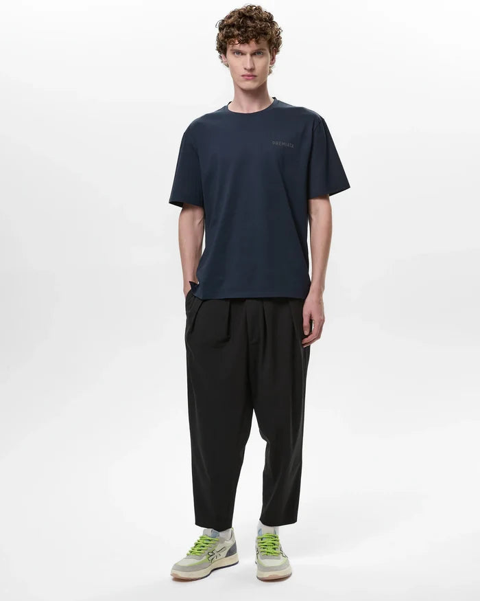 T-Shirt with Side Slits and Contrasting Details Blue