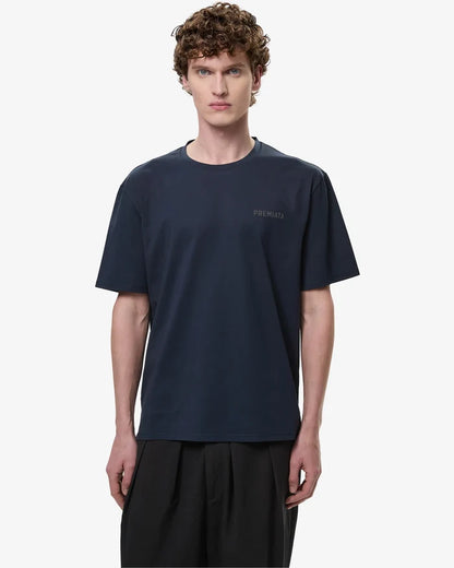 T-Shirt with Side Slits and Contrasting Details Blue