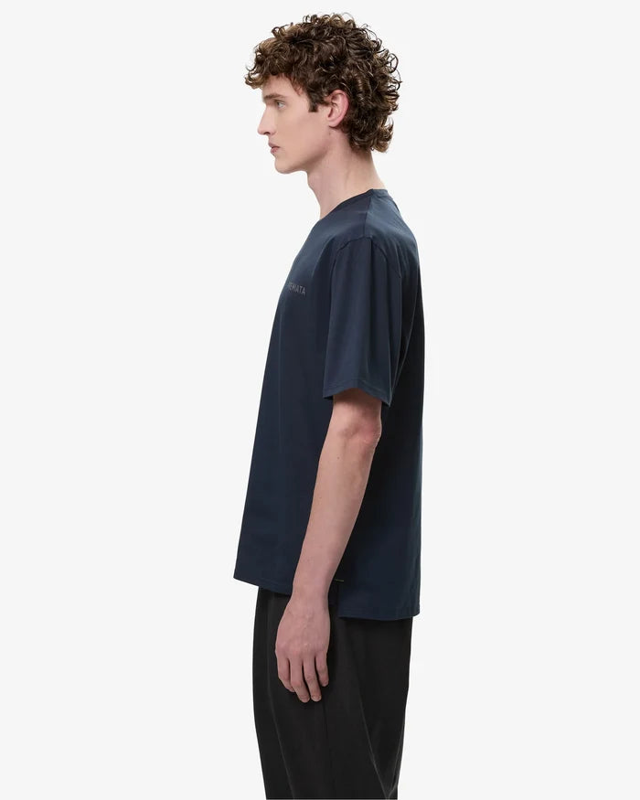 T-Shirt with Side Slits and Contrasting Details Blue