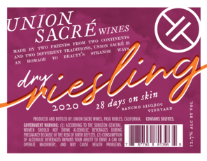 Union Sacre Dry Riesling Skin Contact 2022