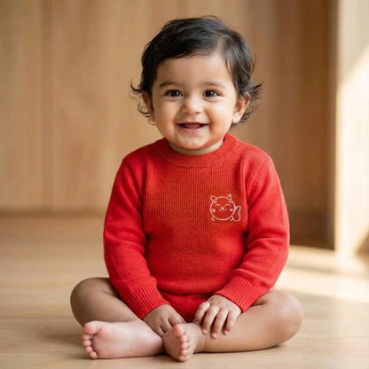 Winter Warm Woollen Full Sleeve Sweater For Baby | Cat | Pack of 1